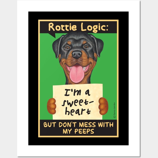 Rottweiler holding sign Wall Art by Danny Gordon Art